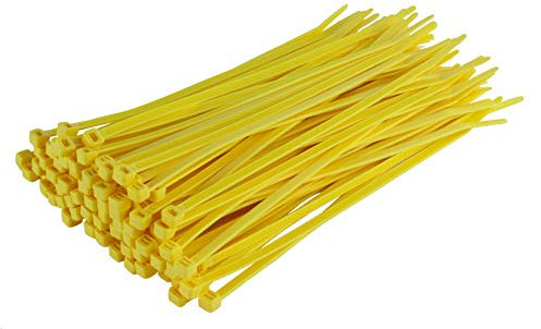 Gocableties Yellow Cable Ties, 200mm x 4.8mm, Pack of 100, 8 Premium Nylon Zip Ties, Multi-Purpose Plastic Tie Wraps, Secure Self-Locking Mechanism, for Home, Garden, Office and DIY