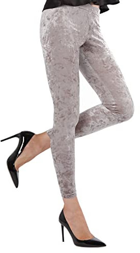 MeMoi Crushed Velvet Leggings | Damen Premium Fashion Leggings - Grau - Medium/Large