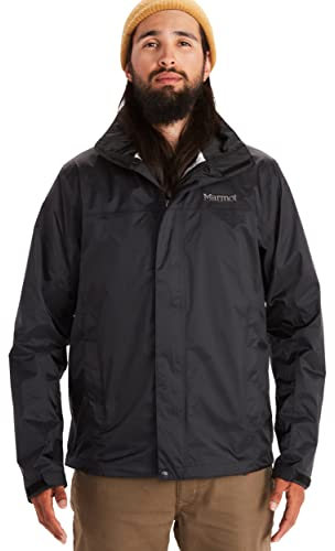 Marmot Herren PreCip Eco Jacket, Wasserdichte Regenjacke, winddichter Regenmantel, atmungsaktiv, faltbarer Hardshell Windbreaker, ideal zum Fahrradfahren & Wandern, Black, M