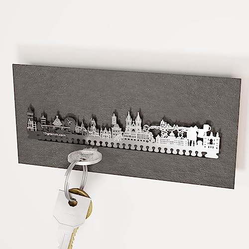 13gramm Prag Skyline Schlüsselbrett - Stilvolles & praktisches Wohnaccessoire für Prag Fans - Souvenir & Geschenkidee