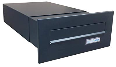 B-042 Anthrazit (RAL 7016) Mauerdurchwurf Briefkasten mit Namensschild (Tiefe: 39-62 cm) - LETTERBOX24.de