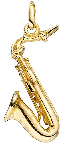JOBO Damen Anhänger Saxophon 925 Sterling Silber gold vergoldet