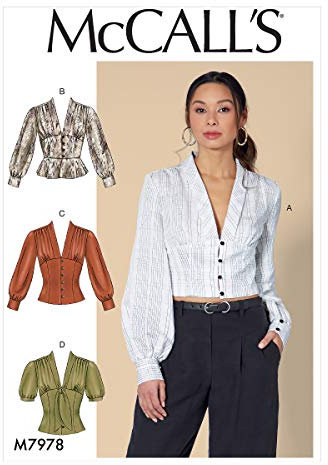 McCall's Patterns McCall's M7978A5 Women's V-Neck Blouse Sewing Patterns, Sizes 6-14 Schnittmuster, Papier, weiß, various
