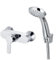 ENKI, Apollo, SH0006, Chrome, Manual Exposed Wall Mounted Shower Mixer Valve Set with Shower Head and Hose, Adjustable Centres, Shower Head Holder, Solid Brass, Modern, 1-Year Guarantee