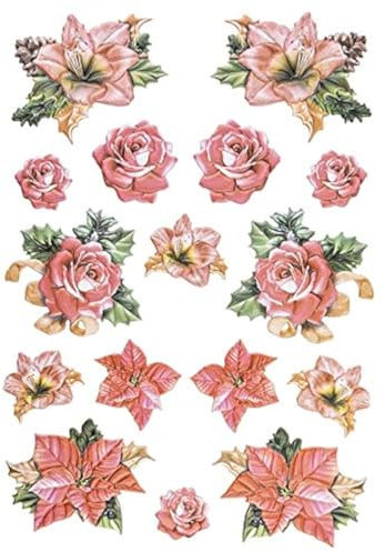 Ideen mit Herz Stickerbogen 3-D Relief-Sticker | Aufkleber | Hochwertig geprägt mit 3-D-Effekt | Din A4 Bogen mit verschiedenen Motiven (Blumen 1)