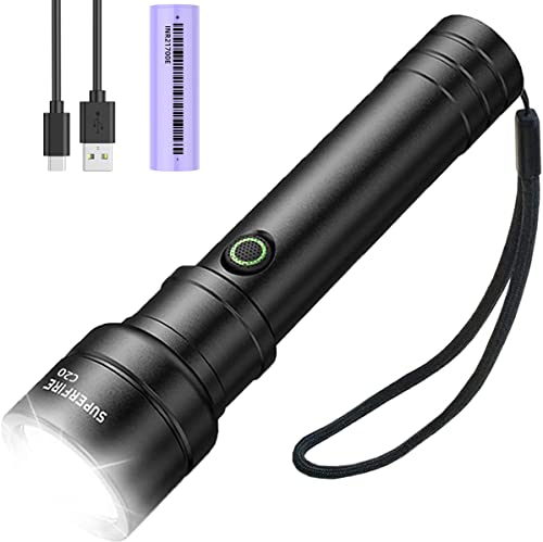 SuperFire LED Taschenlampe Aufladbar, Superhelle LED Taschenlampe 3600 Lumens Mit 6 Lichtmodi, Wiederaufladbare Handlampe, Wasserdicht Flashlight für Camping, Outdoor, Wandern, NotfäLl, Angeln
