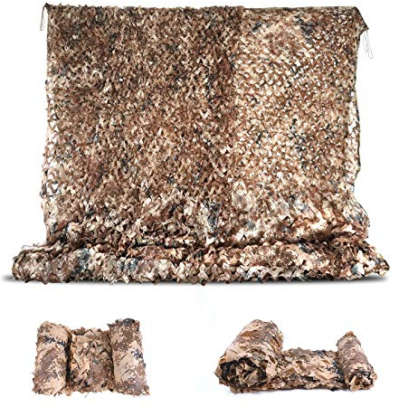 Sposuit Tarnnetz Sonnenschutz Camouflage Netz 3x3M Desert Braun, Kann für Jagd, Waldlandschaft Dekorieren und Camping im Freien