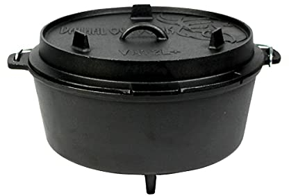 Valhal Outdoor Dutch Oven 12L - Gusseisen - mit Füßen, Thermometerausschnitt