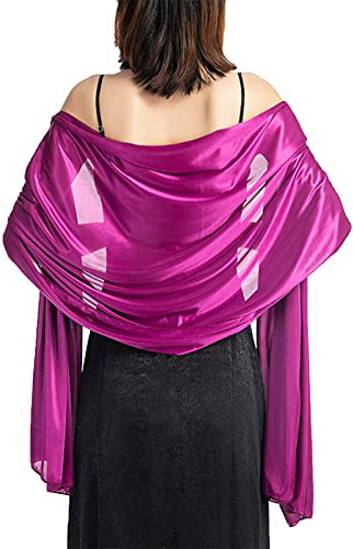 Ralcosuss Damen-Schal und Wickeltuch aus Satin-Seide, für Abendkleid, Party, Brautschmuck, Brautjungfer, Hochzeit, Schal, Schulterbedeckung, Dickes Lila, Einheitsgröße
