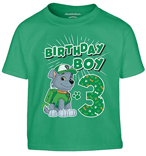 PAW PATROL - Geburtstag 3 Jahre Rocky Birthday Boy Kinder Jungen T-Shirt 116 Grün