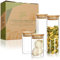 Robin Goods® Lot de 4 bocaux de stockage avec couvercle en bambou – pour aliments, épices – Stockage hermétique en verre borosilicaté renforcé – 0.25L / 0.5L (04 pièces - 250 / 500ml)