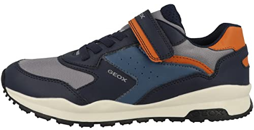 Geox J Pavel Sneaker, Navy/ORANGE, 24 EU