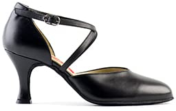 PAOUL - Basic | Charleston Damen Tanzschuhe mit Absatz 18_70R schwarzes Kalbsleder, Training, Tango Argentino und Sozialer Tanz, Schwarz , 41 EU
