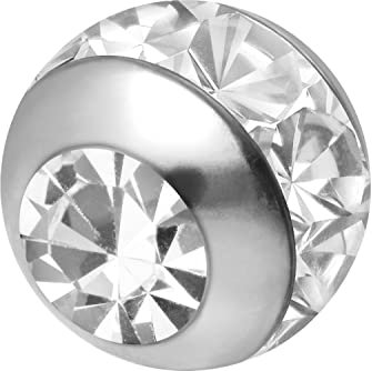 PIERCINGLINE Universelle CHIRURGENSTAHL Schraubkugel EPOXY RING + KRISTALL Piercing Aufsätze Kugel Ersatz Silberfarben 1,6 x 6 mm