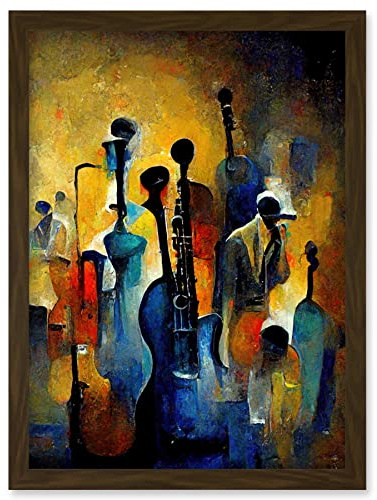 Doppelganger33 LTD Abstract Jazz Orchestra Rhythm & Blues Music Oil Artwork Framed Wall Art Print A4