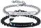 2PCS Bracelets Couple Amoureaux Personalisés - Bracelet Réglable en Cordon Tressé Acier Inoxydable Zircon Cristal Bracelet avec Gravure Bracelets d'Amitié (Personnalisé-Argent&Noir)