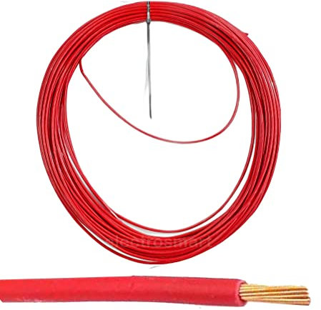 electrosmart 12V 24V 2mm² 25 Amps Single Core Copper Automotive Auto Car Marine Stranded Thin Wall Cable/Wire Red or Black (Red, 5m)