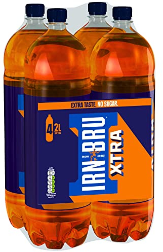IRN-BRU XTRA Taste, 4 Pack Zero No Sugar & Low Calorie with XTRA Taste, Refreshingly Fizzy Soft Drink - 4 x 2L Bottles