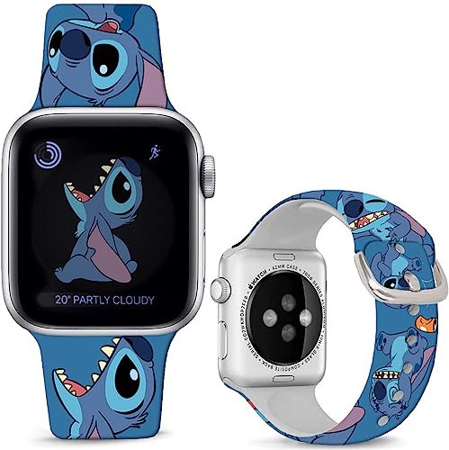 Leotop Floral Pattern Printed Bands Compatible with Apple Watch 42mm(Series 10) 41/40/38mm 49/46/45/44/42mm(Series 3 2 1). (Blue Can, 42mm(Series 10)/41mm/40mm/38mm)