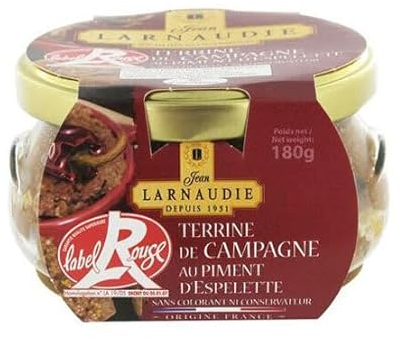 Jean Larnaudie Terrine de Campagne au Piment D'Espelette - Label Rouge - Französische Land-Terrine mit Espelette Pfeffer 180gram