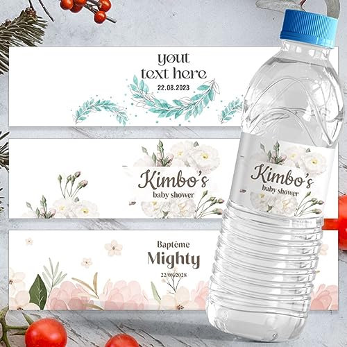 100PCS Bottiglia di Acqua Adesivi Etichetta Personalizzata Matrimonio Floreale Corona Personalizzata Baby Shower Inviti di Compleanno Bomboniere Scatole Regalo Sigilli Carta Etichetta Impermeabile