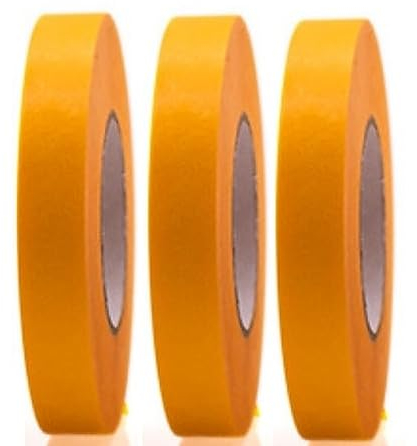3 Rollen Profi Goldband Klebeband 50 m x 15 mm - Malerband Gold Kreppband - Abdeckband für Maler und Lackierer - Krepp für Innen und Außen - Malerkrepp - Vielseitiges Klebeband für Malerarbeiten