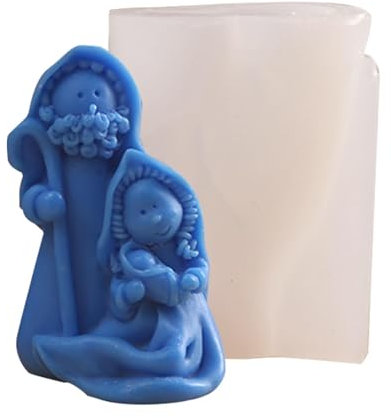 KinMokusei Sacra Famiglia Presepe Silicone Candela Stampo in resina epossidica per Sapone Fai da Te Candela Fabbricazione Stampo in resina epossidica Riutilizzabile per Natale, Compleanno, Giorno del