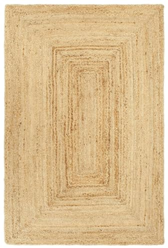 BaraSh Teppich Handgefertigt Jute Rattan Teppich 200x300 cm Teppich Natur Teppich Boho Rund