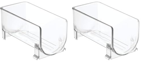 iDesign YMJ-418 Fridge/Freeze Binz Wine Rack for Fridge, Compact Wine Holder for 1 Bottle, BPA-Free Plastic, Clear, 10.2 x 20.3 x 10.2 centimetres (Pack of 2)