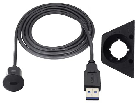 zdyCGTime USB 3.0 mâle à C femelle auxiliaire encastré panneau de montage câble d'extension pour voitures, camions, bateaux et motos