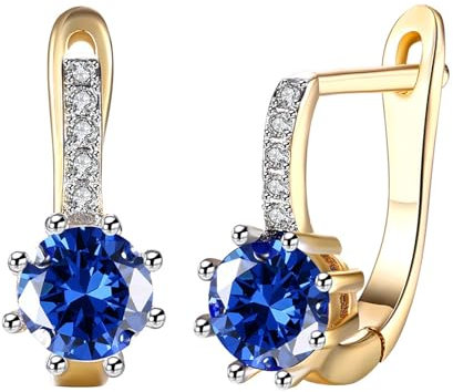 AMDXD Ohrringe Frauen, Zirkonia Blau Ohrringe Jugendstil 8 Klaue Klassiker Design, Gold Blau Hoop Creole