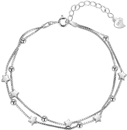 LuLiyLdJ Armband Damen, Armband Mädchen, Armbänder Damen, Armbänder für Frauen Armband Frauen Armband Silber Armband für Frauen Silber Stern Armband Perle Armband Geschenke für sie, 1 Stück