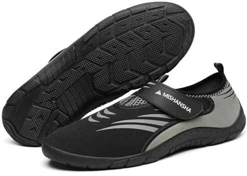 Mishansha Escarpines Hombre Zapatillas Agua Mujer Secado Rápido Zapatillas Playa Antideslizante Zapatos Agua Transpirable Zapatillas para Surf Piscina Gris Platino,Gr.37
