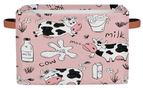 Divertente cestino portaoggetti per latte di mucca, 2 pezzi, grazioso, pieghevole, per la casa, per giocattoli, vestiti, ufficio, soggiorno