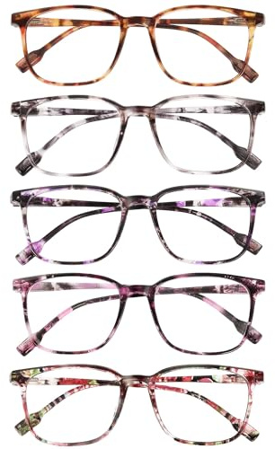 JOLISU Lesebrille mit Blaulichtfilter 5er Pack - Federbügel, Schlanke Leichtgewichts-Brille, Zeitlos & Stabil | Brillen​(1.25)