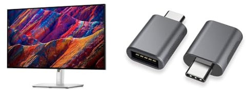 Dell U2723QE UltraSharp 27 Inch 4K UHD (3840x2160) Monitor, 60Hz, IPS, 5ms, 98% DCI-P3, HDR400 & nonda USB C to USB Adapter(2 Pack),USB-C to USB 3.0 Adapter,USB Type-C to USB,Thunderbolt 3 to USB F