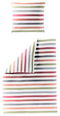 JACK by Bierbaum Seersucker Bettwäsche 2 TLG. 135x200cm Liniert Breite Streifen Muster Bunt