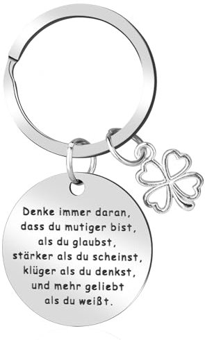 ZoeWei Schlüsselanhänger, Glücksbringer Schlüsselanhänger Edelstahl Klee Schlüsselanhänger Aufmunterung Geschenk Weihnachtsgeschenke für Frauen, Kollege, Freunde