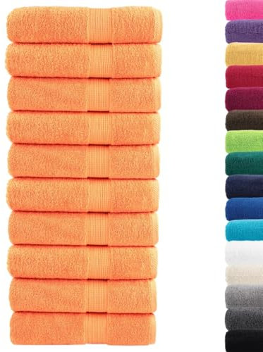 vidaXL Toallas de Mano 10 uds 100% algodón Naranja 50x100 cm 600 gsm, Toalla, Toalla de Cara, Toalla de Invitados, Toalla de baño