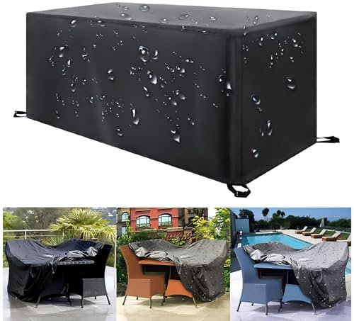 ZDLLDZ Housse Salon de Jardin Imperméable, Bache Table Jardin, Housses de Meubles de Jardin, Bache Protection Table Exterieur 600D Oxford Tissu Anti-UV Au Froid Coupe Vent avec Corde 135x90x75cm