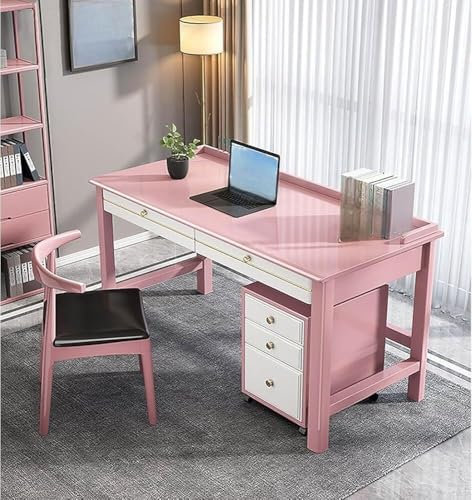 Scrivania da gioco moderna cinese con cassetti in legno massello scrivania per computer salvaspazio scrivania per casa ufficio rosa 100 x 60 x 80 cm