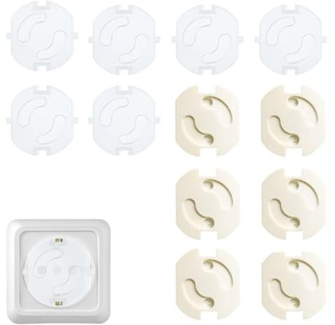 SULIUDAJI 12 Piezas Tapas de Enchufes para Niños,Tapas Universales de Enchufes para Niños,Tapones de Enchufes para Niños, Tapones de Enchufes de Seguridad para Niños (6 Blancos + 6 Transparentes)