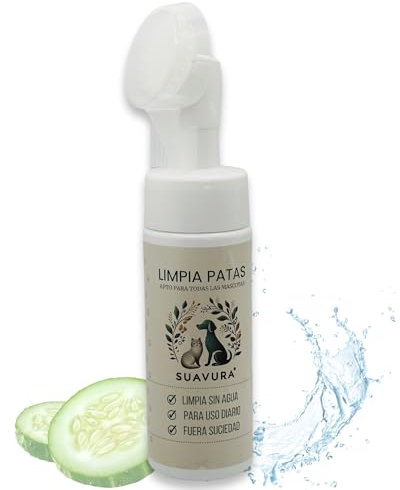 Suavura - Limpia Patas Mascotas - Limpiador para Perro y Gato, Cepillo Suave ecológico Ideal Lavar y desinfectar, champú en seco sin aclarado, cuida Sus Almohadillas, Natural, regalaló!