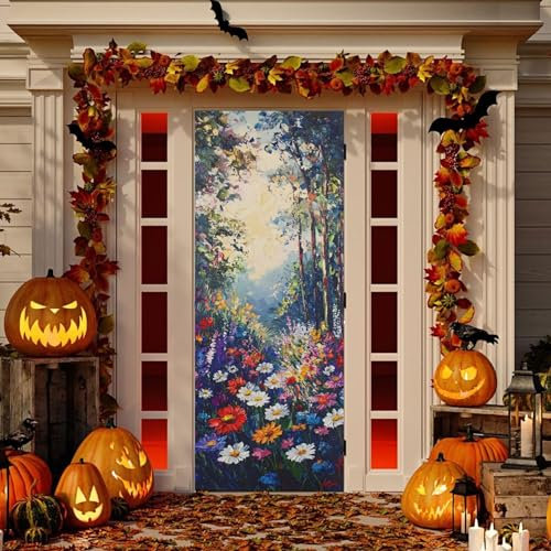 Sevdomey Copertura per porta del portico della porta del giardino, in tessuto elastico ad alta elasticità, per feste festive, decorazione per la casa, 91 x 240 cm