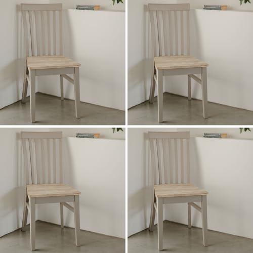 Statement Furniture Florence Dining Chairs with Acacia Wooden Seat | High Back, W45cm, H94cm, D53cm, Seat Height 45cm | Quality Chairs (truffle, 4-Chairs)