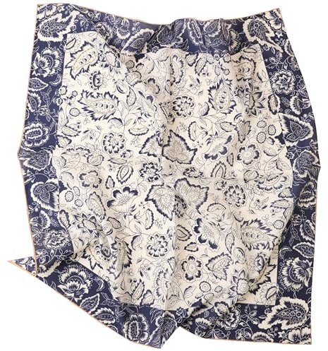 Prettystern Unisex Seide Baumwolle Mix 65/65 cm Halstuch handrolliert Nickituch Kopftuch Bandana Seidenhalstuch Damen & Herren Floral blau SC04