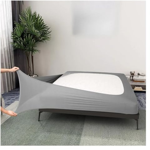 GENODA Boxspring-Abdeckung, Queen-Size-Größe, dehnbar, um 4 Seiten des Boxsprings, für Bettrock Twin/Full/Queen/King (Hellgrau, Doppelbett)