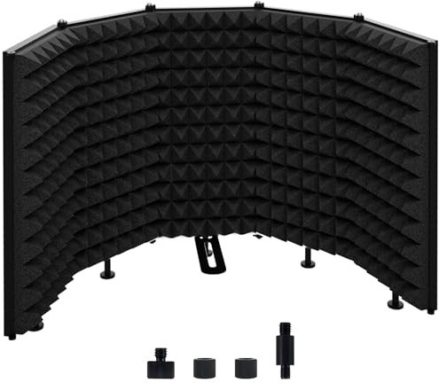 Geynnple Microphone Isolation Shield – Foldable & Adjustable Soundproof Panel for Recording, Podcasting, Vocal Booth, Studio & Home Use