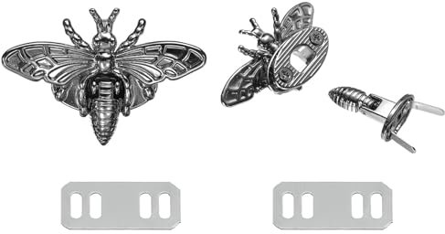 sourcing map 2Pcs Bee Turn Lock Clasp, 1.85 x 1.22 Zinc Alloy Closures Lock Fasteners Purse Twist Clip Clasp for Handbag Leather Bag Making, Metallic Black