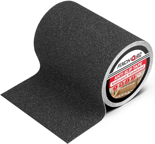 FIXCHORD Anti Slip Tape for Steps, 5m*150mm Heavy Duty Grip Tape for indoor & outdoor, Non Skid Tape for Stair Treads, Non Slip Strips for Steps Ramp, Waterproof High Traction, 80 Grit, Black